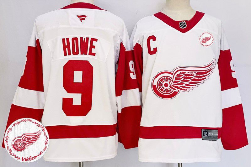 Men Detroit Red Wings #9 Howe White Fanatics 2025 NHL Jersey style 2->detroit red wings->NHL Jersey